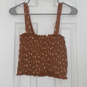 Floral orange tan tank top from American eagle